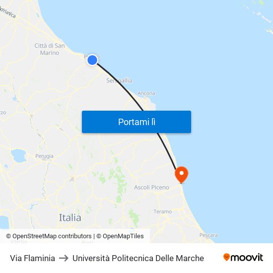 Via Flaminia to Università Politecnica Delle Marche map