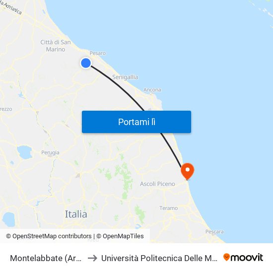 Montelabbate (Arena) to Università Politecnica Delle Marche map