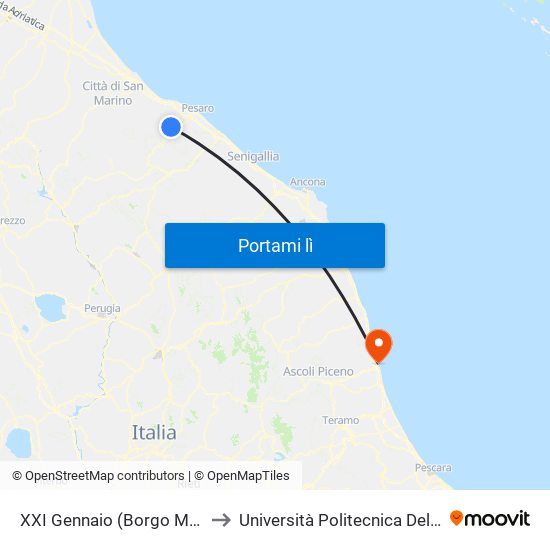 XXI Gennaio (Borgo Marcellino) to Università Politecnica Delle Marche map