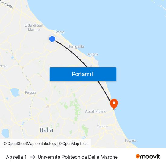 Apsella 1 to Università Politecnica Delle Marche map