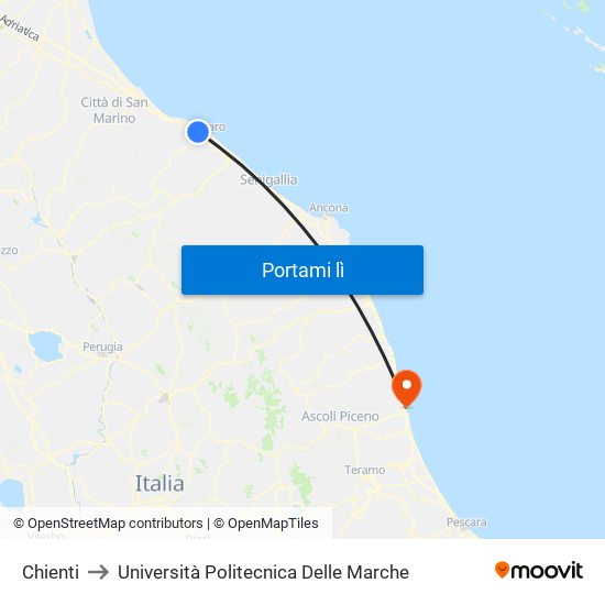 Chienti to Università Politecnica Delle Marche map