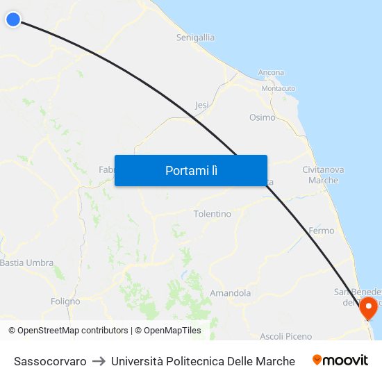 Sassocorvaro to Università Politecnica Delle Marche map