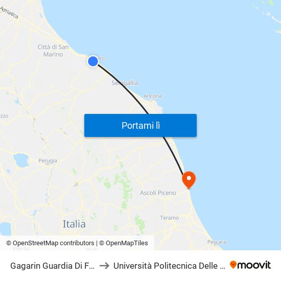 Gagarin Guardia Di Finanza to Università Politecnica Delle Marche map