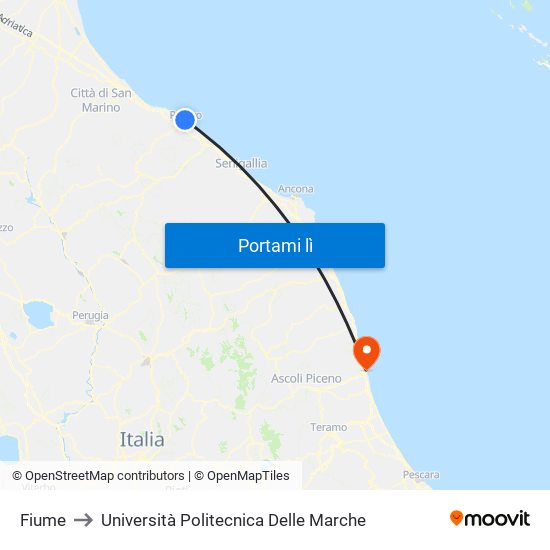 Fiume to Università Politecnica Delle Marche map