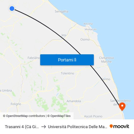 Trasanni 4 (Cà Gino) to Università Politecnica Delle Marche map