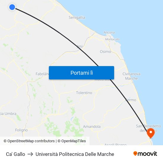 Ca' Gallo to Università Politecnica Delle Marche map