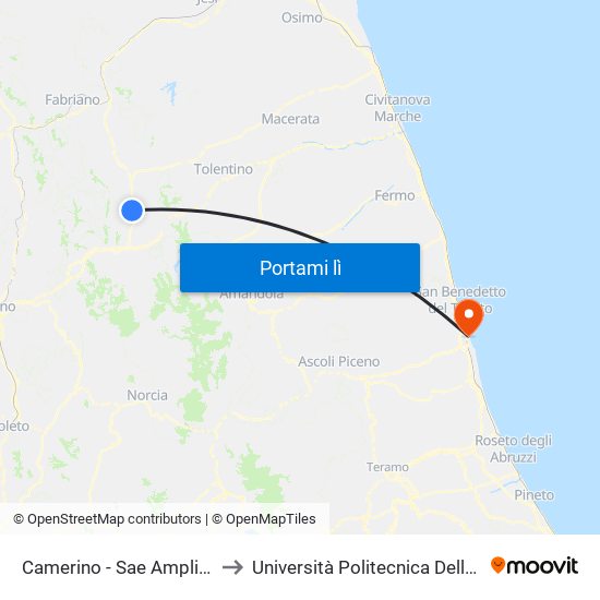 Camerino - Sae Ampliamento to Università Politecnica Delle Marche map