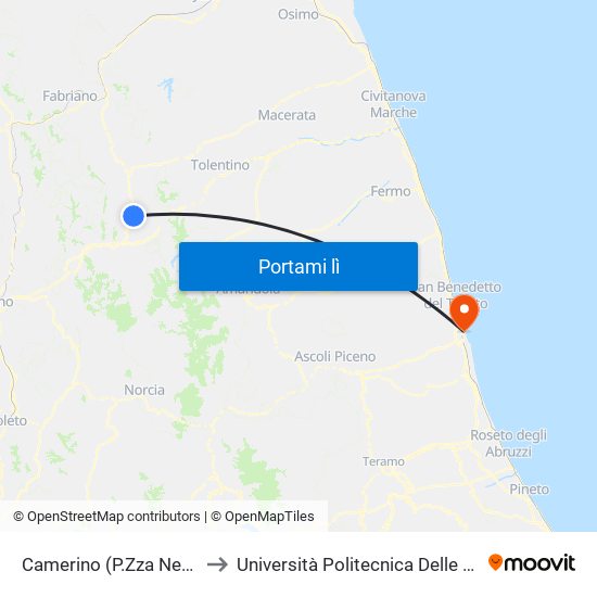 Camerino  (P.Zza Neghelli) to Università Politecnica Delle Marche map