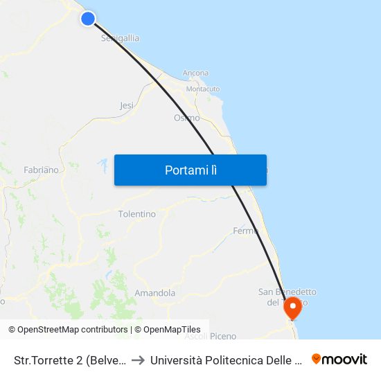 Str.Torrette 2 (Belvedere) to Università Politecnica Delle Marche map