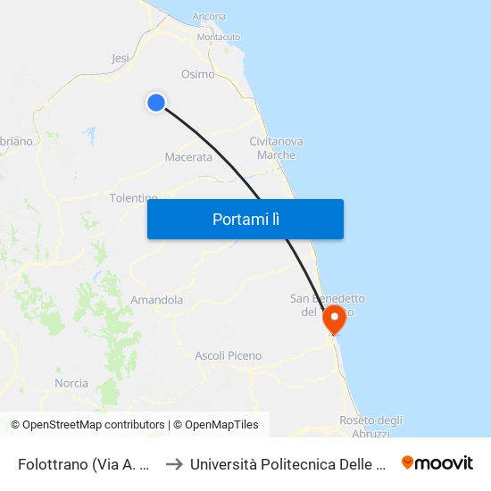 Folottrano (Via A. Moro) to Università Politecnica Delle Marche map