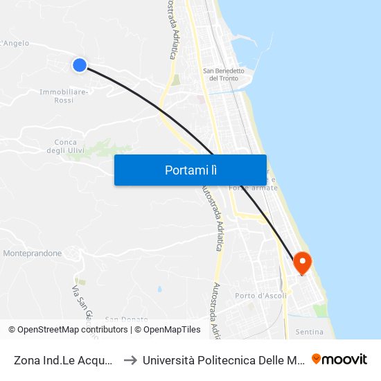 Zona Ind.Le Acquaviva to Università Politecnica Delle Marche map