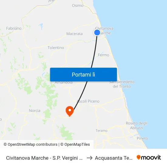 Civitanova Marche - S.P. Vergini (Bivio to Acquasanta Terme map