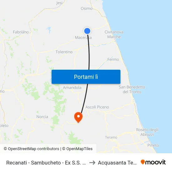 Recanati - Sambucheto - Ex S.S. 77 - 3 to Acquasanta Terme map
