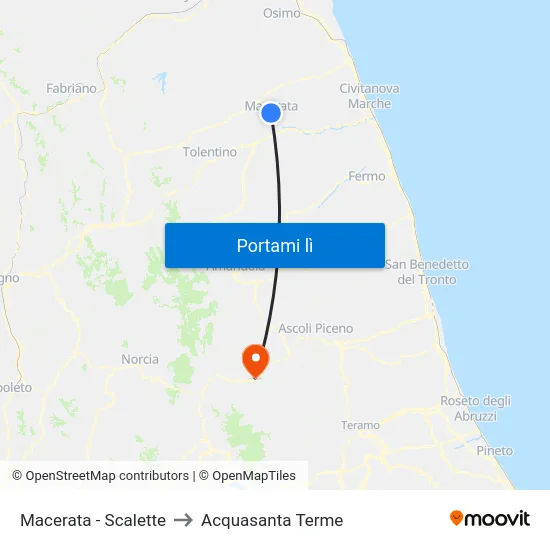 Macerata - Scalette to Acquasanta Terme map