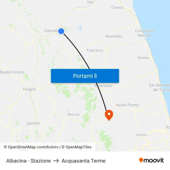 Albacina - Stazione to Acquasanta Terme map