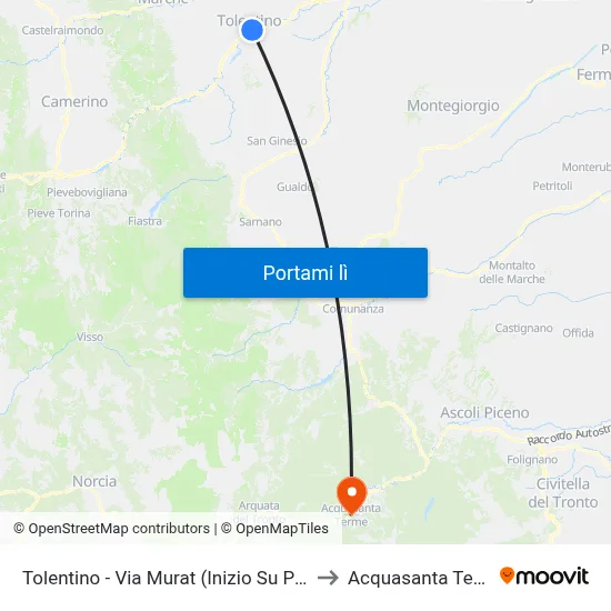 Tolentino - Via Murat (Inizio Su Pensili to Acquasanta Terme map