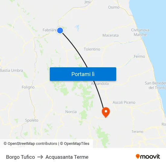 Borgo Tufico to Acquasanta Terme map