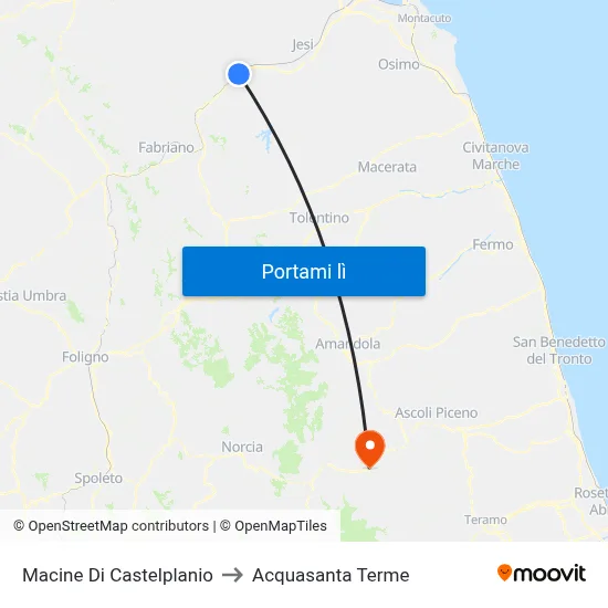 Macine Di Castelplanio to Acquasanta Terme map