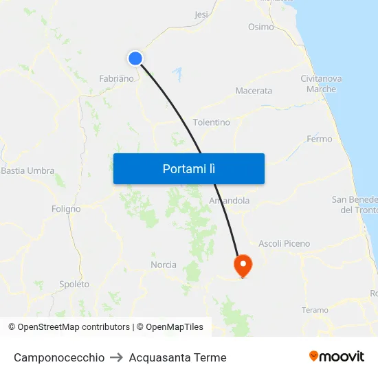 Camponocecchio to Acquasanta Terme map