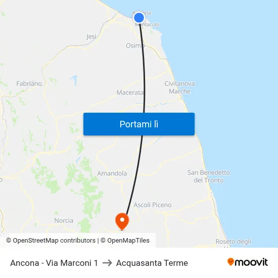 Ancona - Via Marconi 1 to Acquasanta Terme map