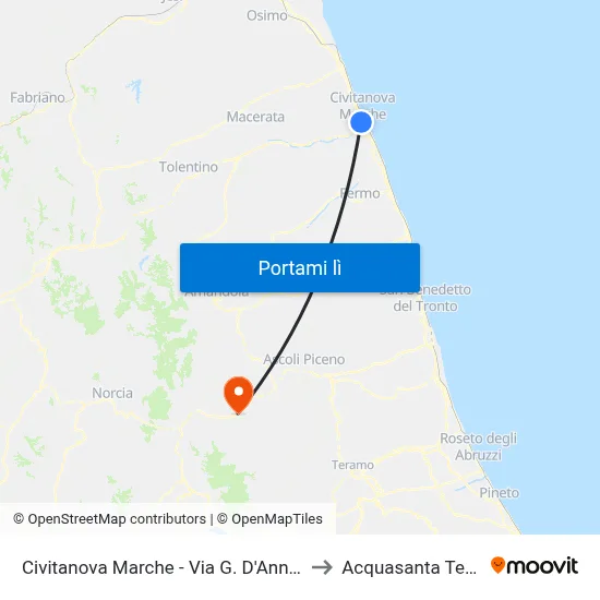 Civitanova Marche - Via G. D'Annunzio to Acquasanta Terme map