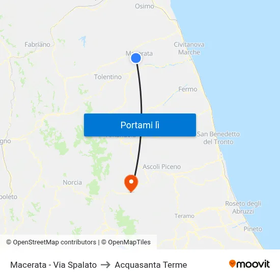 Macerata - Via Spalato to Acquasanta Terme map