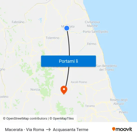 Macerata - Via Roma to Acquasanta Terme map