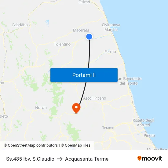 Ss.485 Ibv. S.Claudio to Acquasanta Terme map