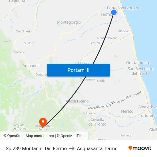 Sp.239 Montanini Dir. Fermo to Acquasanta Terme map
