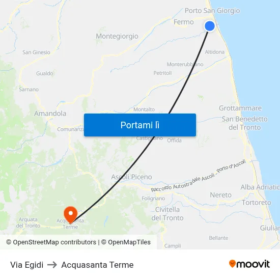 Via Egidi to Acquasanta Terme map