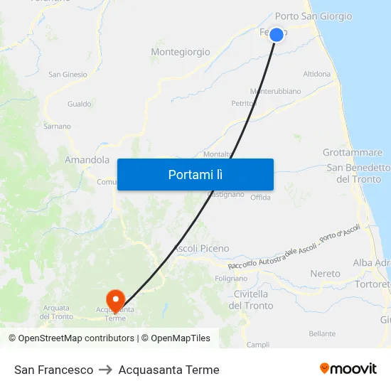 San Francesco to Acquasanta Terme map