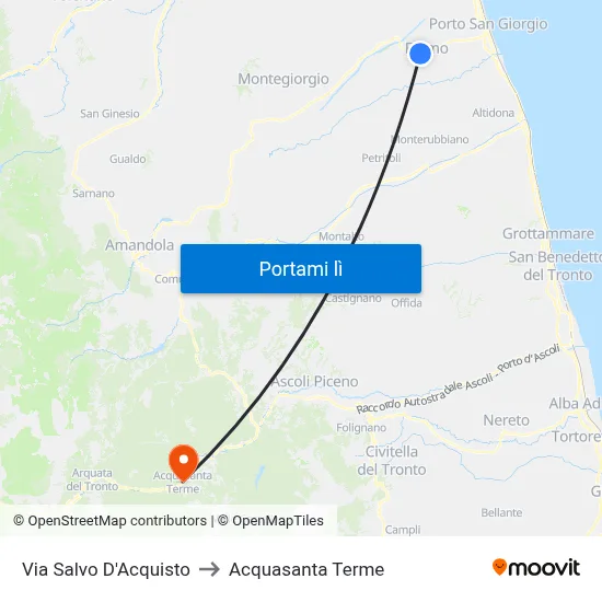 Via Salvo D'Acquisto to Acquasanta Terme map