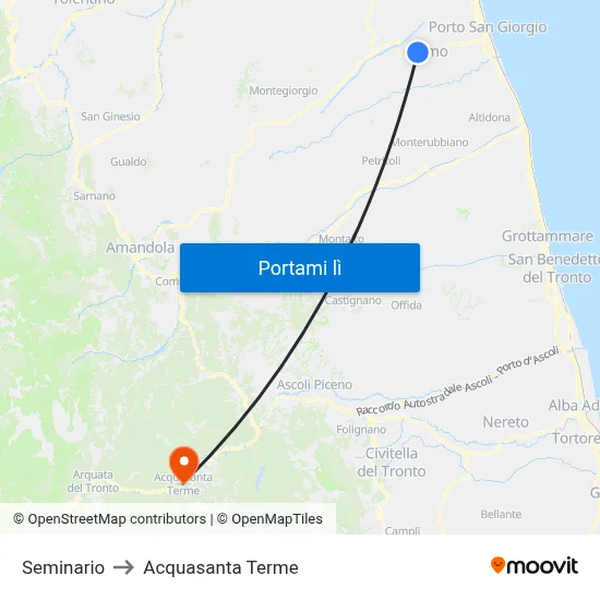 Seminario to Acquasanta Terme map