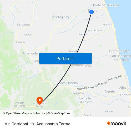 Via Corridoni to Acquasanta Terme map