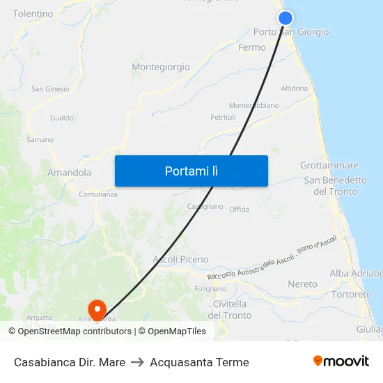 Casabianca Dir. Mare to Acquasanta Terme map