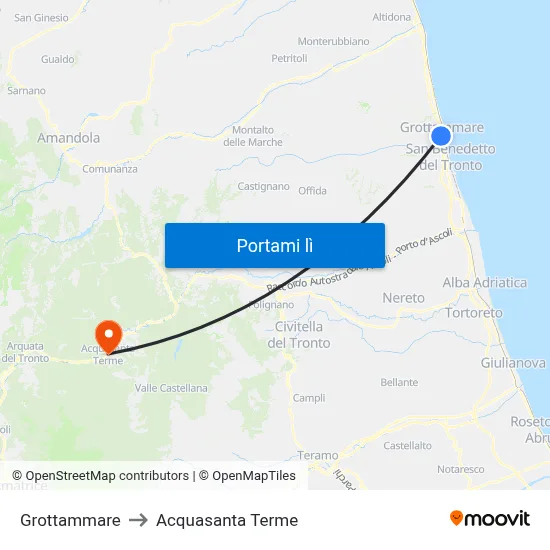 Grottammare to Acquasanta Terme map