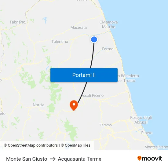 Monte San Giusto to Acquasanta Terme map