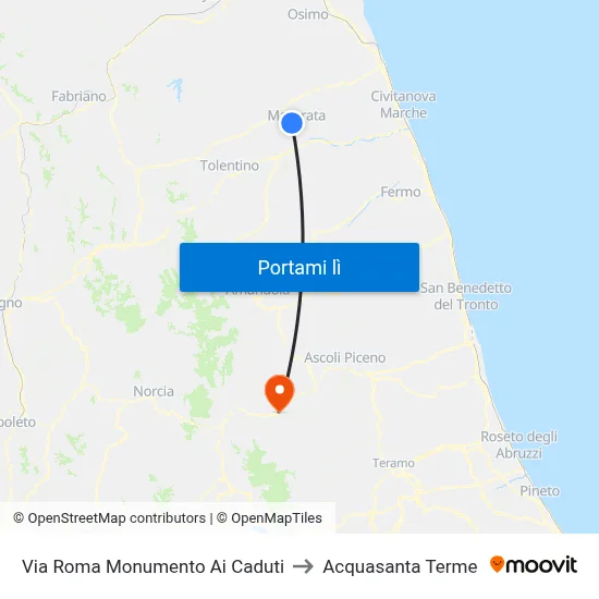 Via Roma Monumento Ai Caduti to Acquasanta Terme map