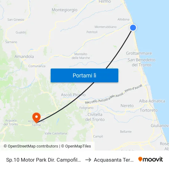 Sp.10 Motor Park Dir. Campofilone to Acquasanta Terme map