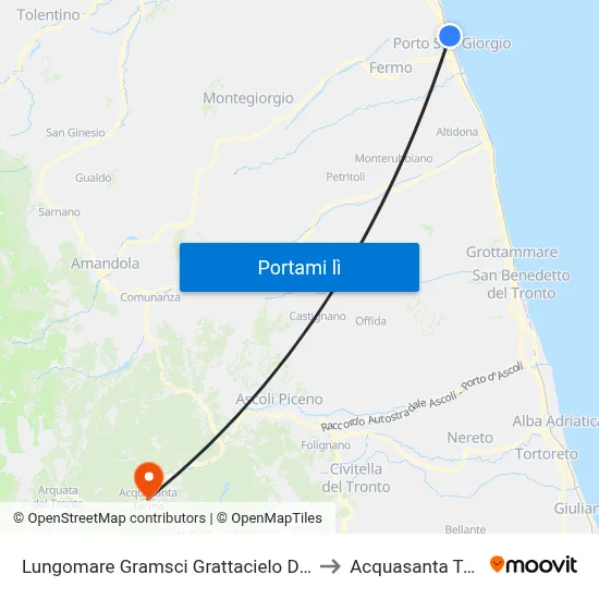 Lungomare Gramsci Grattacielo Dir. Porto to Acquasanta Terme map