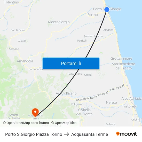 Porto S.Giorgio Piazza Torino to Acquasanta Terme map