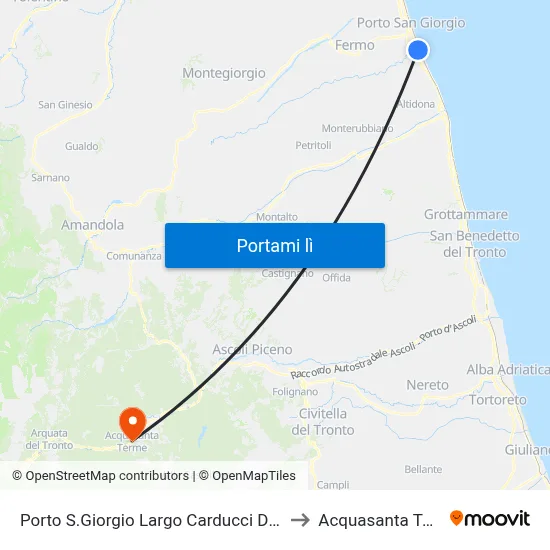 Porto S.Giorgio Largo Carducci Dir. Nord to Acquasanta Terme map
