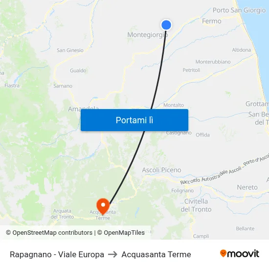 Rapagnano - Viale Europa to Acquasanta Terme map