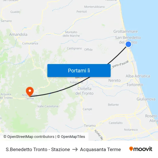 S.Benedetto Tronto - Stazione to Acquasanta Terme map