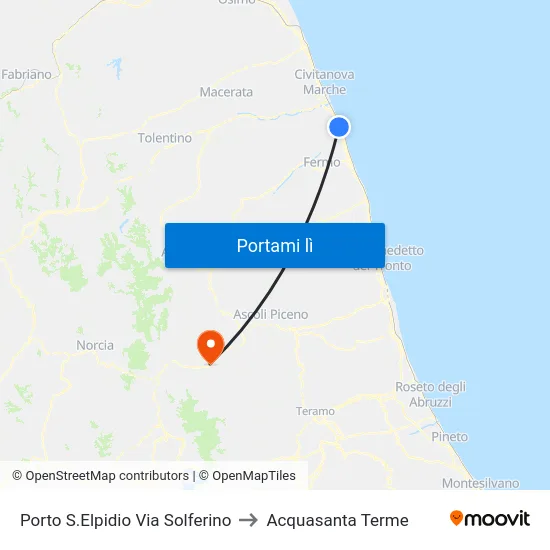 Porto S.Elpidio Via Solferino to Acquasanta Terme map