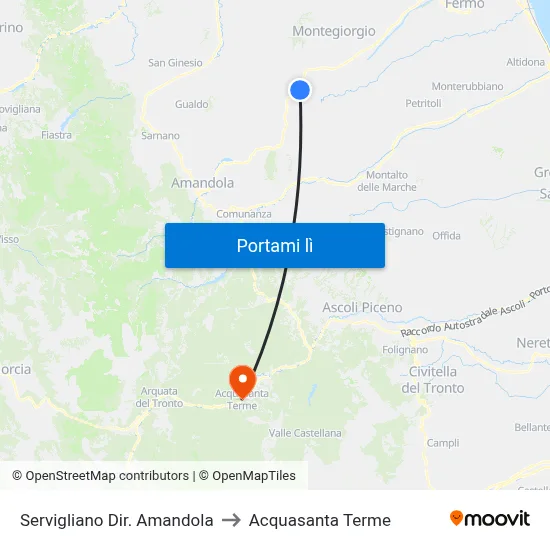 Servigliano Dir. Amandola to Acquasanta Terme map