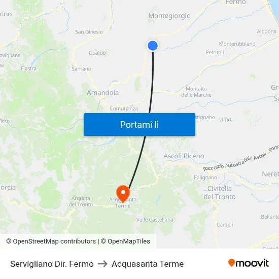 Servigliano Dir. Fermo to Acquasanta Terme map