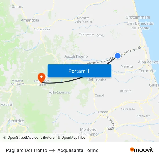 Pagliare Del Tronto to Acquasanta Terme map