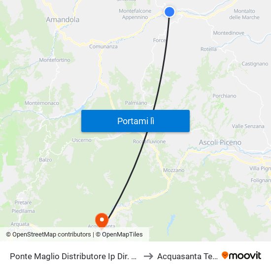 Ponte Maglio Distributore Ip Dir. Pedaso to Acquasanta Terme map