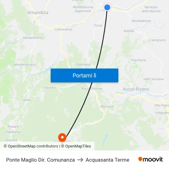 Ponte Maglio Dir. Comunanza to Acquasanta Terme map
